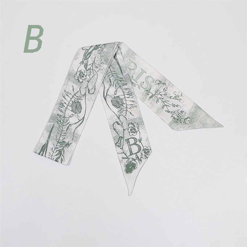 26字母双层双面印花斜纹绸绑包包手柄丝巾束O发带小丝带领巾字母