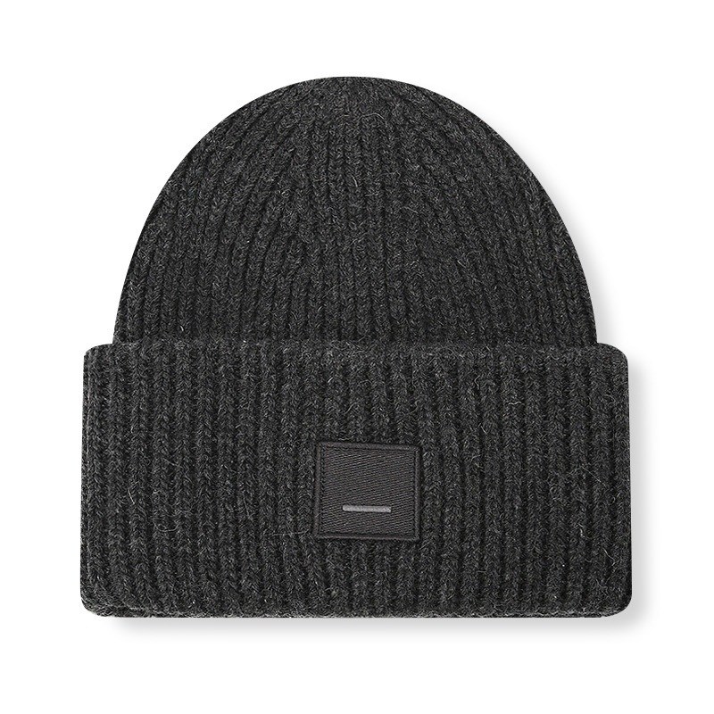 网红经典方块笑脸成人羊毛针织帽A子加厚保暖冷帽欧美情侣AC毛线