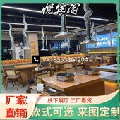 实木大理石桌子电磁炉一体商用无烟火锅店烤涮韩式 自助烤肉桌定制