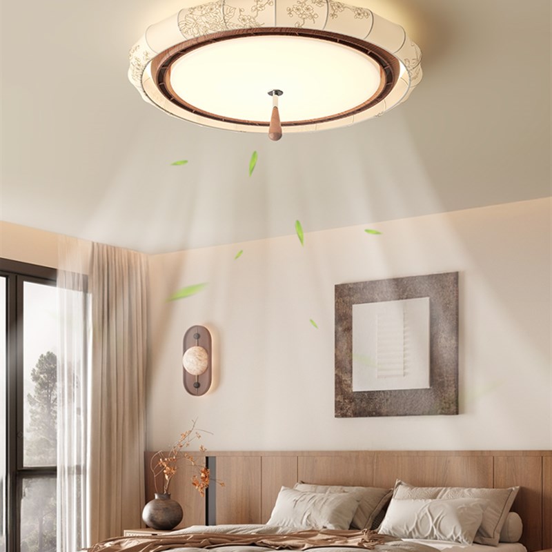 宋代美学客厅g吊扇灯法式中古风胡桃木色法式覆古大厅隐形静音灯