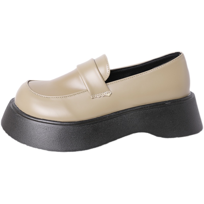 英伦风单鞋女2021年秋新款网红时尚百搭防滑松Q糕鞋厚底复古乐福