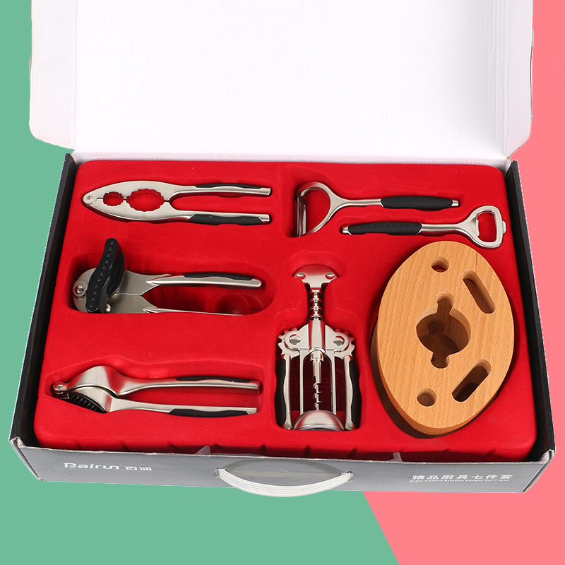 百润厨房用品精品厨具七件套红酒开瓶器压蒜器核桃夹创意礼品套