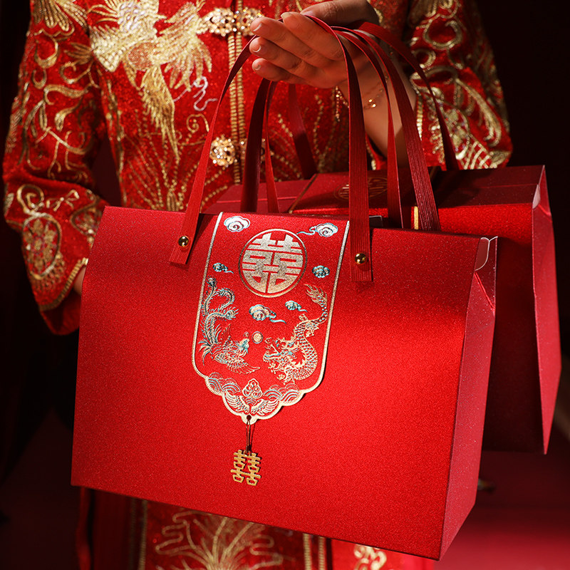糖盒结婚喜糖袋子创意婚礼中式大号包装盒空盒婚庆礼品手提回礼袋