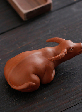 创意招财生肖牛紫砂水牛紫砂茶宠茶玩摆件牛转乾坤茶桌茶台装饰品