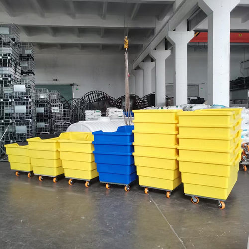 全新料500L布草车洗涤厂干湿漂洗收纳布草框静音滚塑异形加工