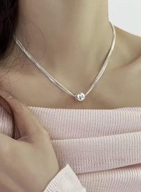 项链新款女高级设计感小A众夸张圆珠多层时尚精致配饰