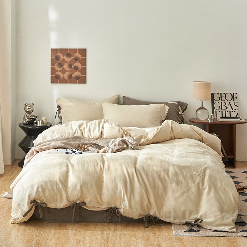 芝士巧克力蛋糕四件套6q0支A类双层纱床单被套床笠款纯棉全棉床品