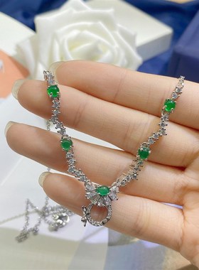 高档珠宝翡翠彩宝碧玺吊坠u扣通用项链 一款多戴葫芦扣万能项链女