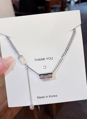 欧美网红直播f爆款几何字母吊坠时尚大气不掉色饰品项链女潮流配