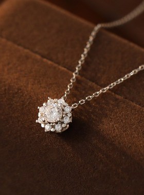S925银璀璨雪花t锆石吊坠项链女精致轻奢闺蜜礼物锁骨链配饰