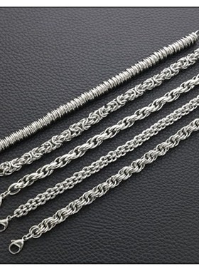 日韩版欧美款手工编织复古粗v玉米扭麻花钛钢男女手链龙骨链蛇骨