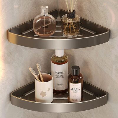 304不锈钢浴室三角置物架免打孔卫生间转角沥水收纳架小尺寸23cm