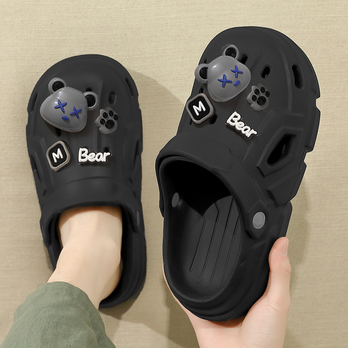 厚底洞洞鞋男款夏季外穿2025新款沙滩厚底防滑防臭包头半凉拖鞋男,流行男鞋,洞洞鞋,淘宝优惠券,粉丝福利购,淘宝优惠卷