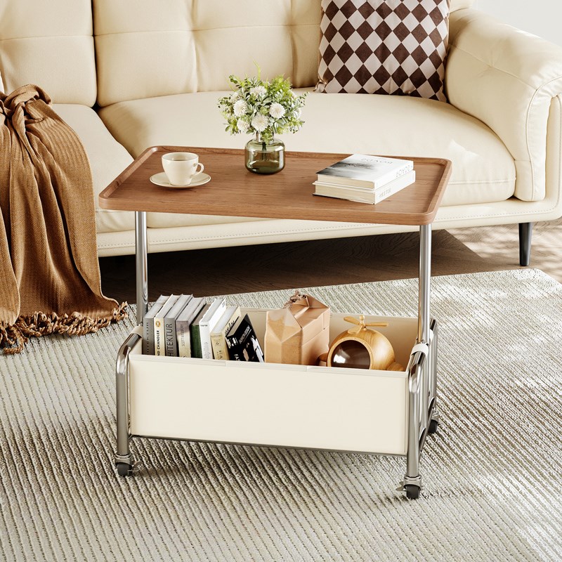 可移动沙发边几i现代简约小推车茶几轻奢高级感中古床头边柜置物