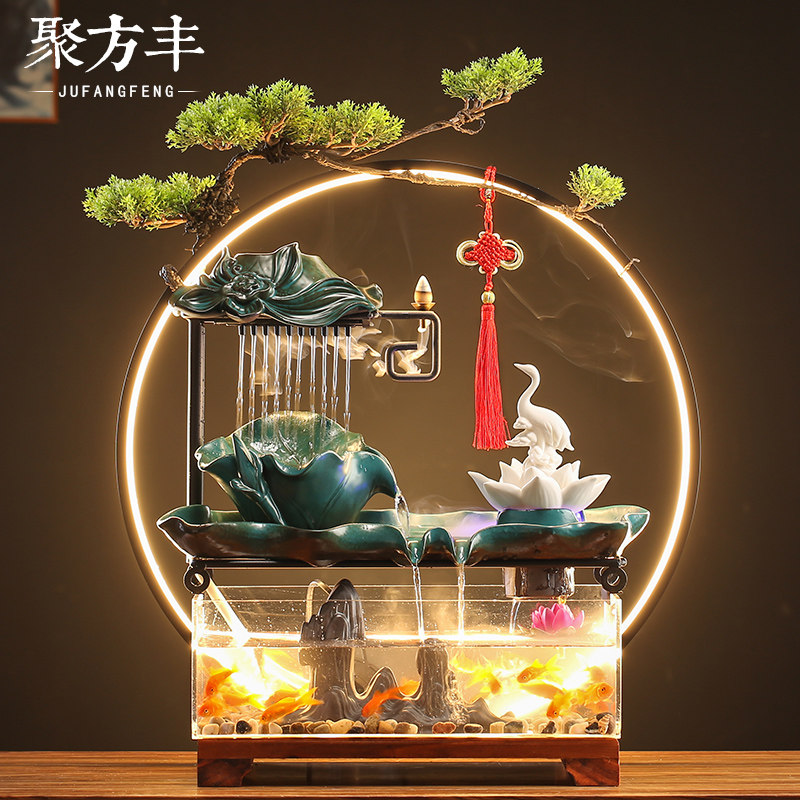 流水摆件循环流水喷泉鱼缸流水生财招财客厅办公桌面乔迁开业礼品,家居饰品,装饰摆件,淘宝优惠券,粉丝福利购,淘宝优惠卷
