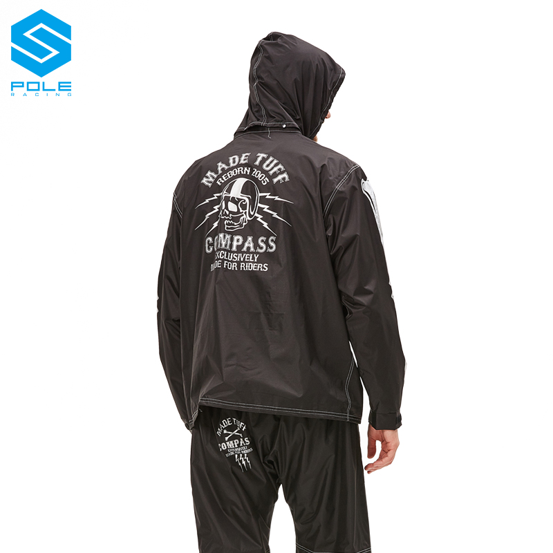 POLE个性骷髅摩托车q套装雨衣雨裤电动机车户外骑行雨披男女摩旅