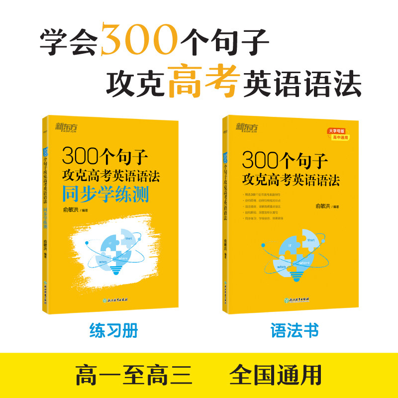 新东方 300个句子攻克高考英语语法+同步学练测(套装共2册)高考英语语法突破俞敏洪经典练习册俞敏洪浙江教育出版社