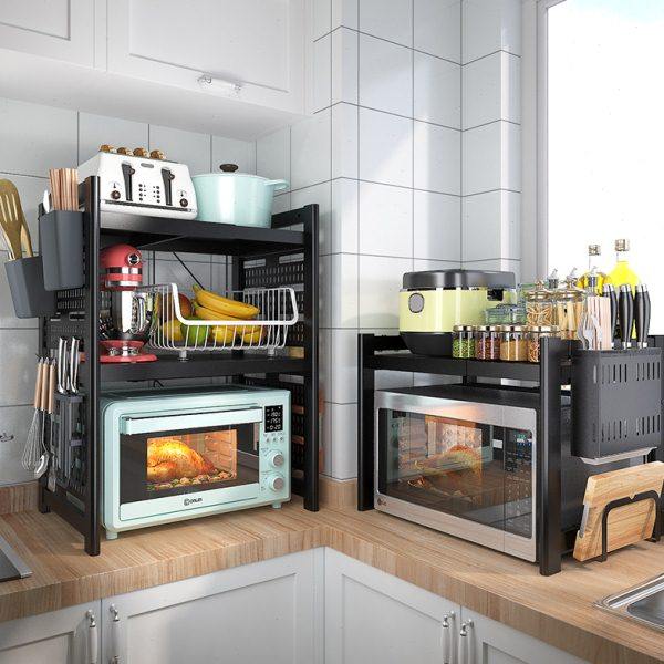 可伸缩厨房置物架微波炉架子烤箱收纳微波炉置物架双层桌面台面,厨房/烹饪用具,微波炉置物架,淘宝优惠券,粉丝福利购,淘宝优惠卷