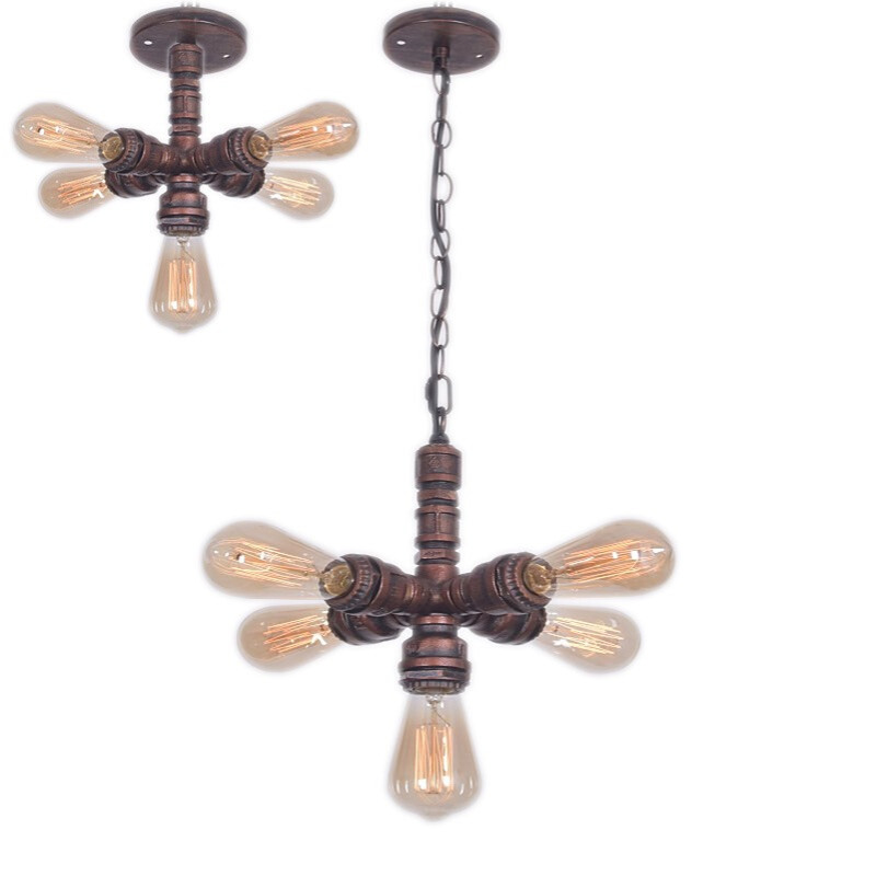 水管吊灯 个性创意简约客厅服装店过道吧台工业艺术怀旧复古吊灯