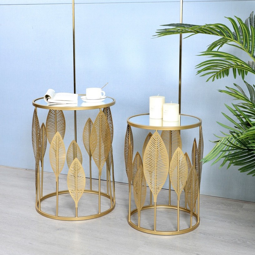 现代风格轻奢铁艺术茶几金色样板房间软装饰品创意茶几桌