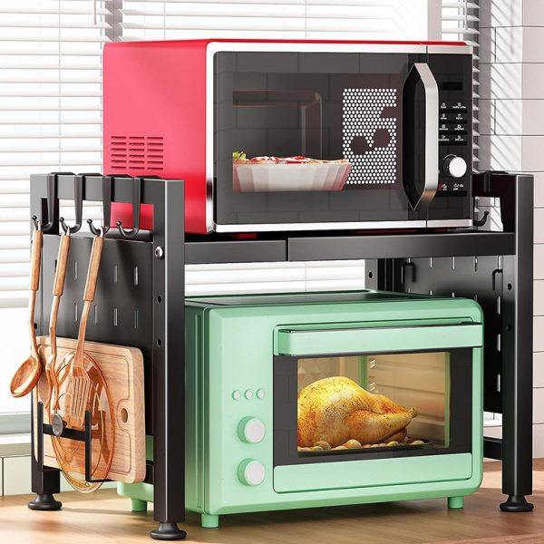 伸缩微波炉置物架可调节层厨房家用双层台面电饭锅烤箱收纳架子,厨房/烹饪用具,微波炉置物架,淘宝优惠券,粉丝福利购,淘宝优惠卷