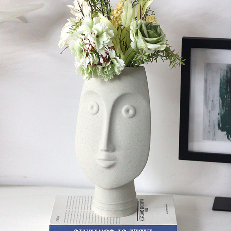 北欧风人脸花瓶花插创意样板房玄关电视柜艺术软装装饰品摆件批发