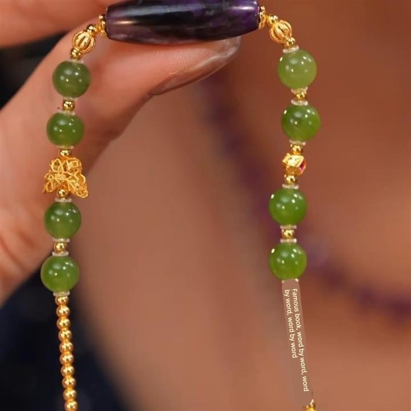 舒俱来老油桶珠碧玉手炼S925w/16cm/AZB7475微瑕(钓月)