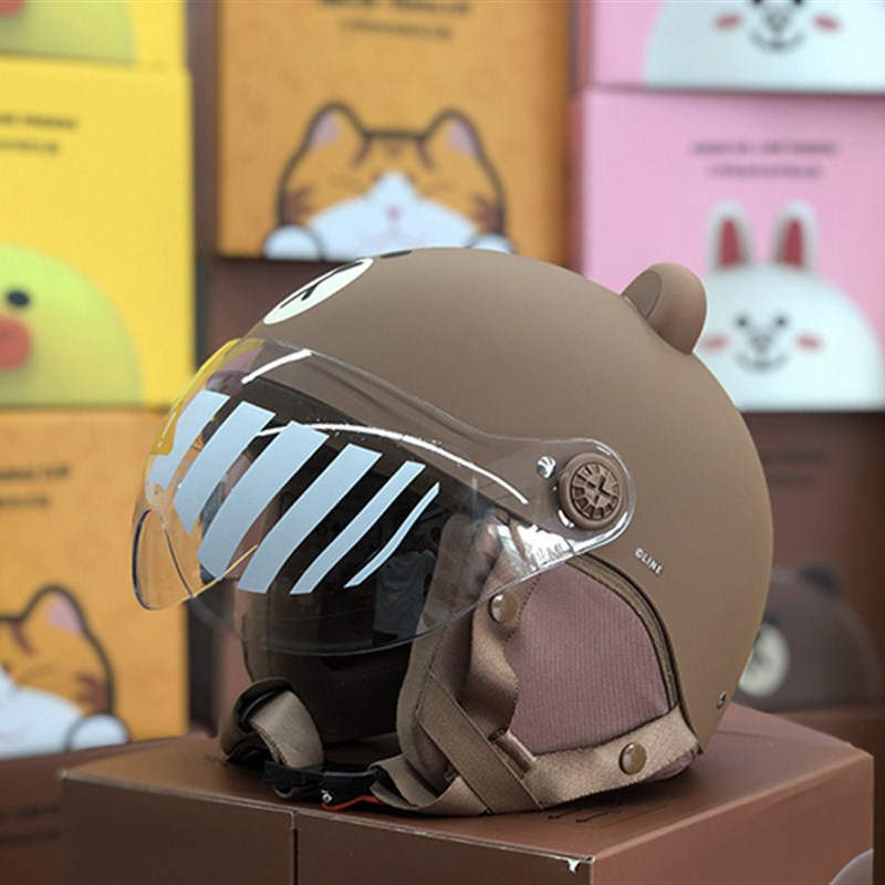 九号联名款布朗熊儿童头盔电动摩托车成人亲子安全帽四季Y款3C认