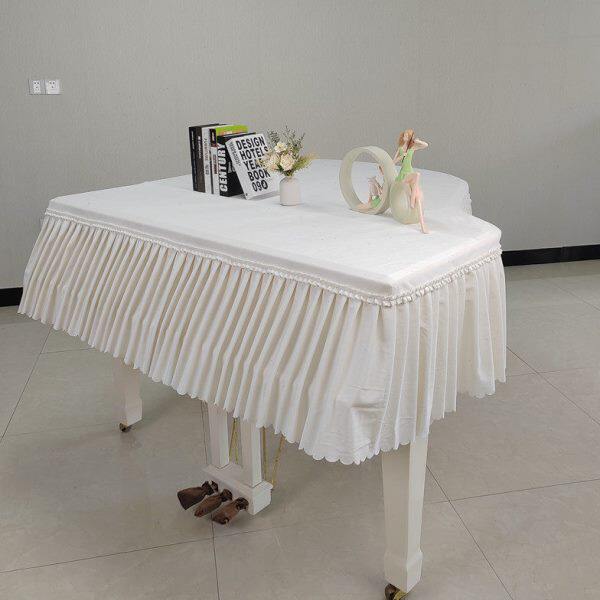 北欧白色荷兰绒三角钢琴罩米白加厚布艺防尘罩清爽简约现代盖布