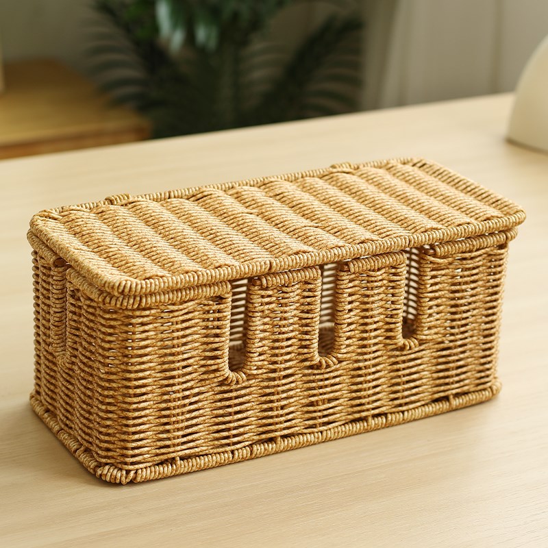 编织充电器盒插座收纳盒插排电源数据线充电线桌面遮挡集线理线器