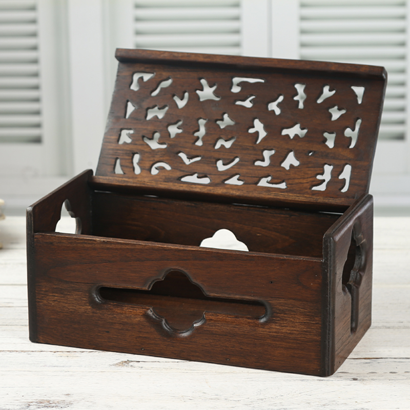 泰国实木插线板插座保护盒整理盒家用桌面电源线电线插板收纳盒