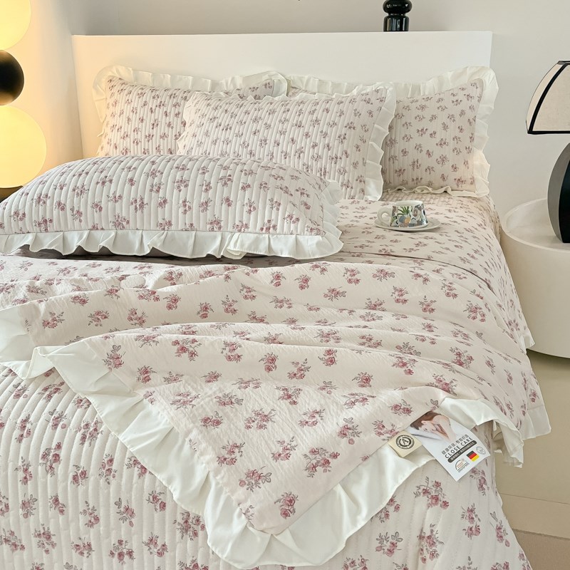 夏季床盖款夏凉被四件套花边w水洗棉夏被空调被单人宿舍学生可机