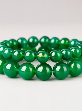 天然绿玛瑙手链情侣 绿玉髓圆佛珠 绿色精品手串男女送礼包邮