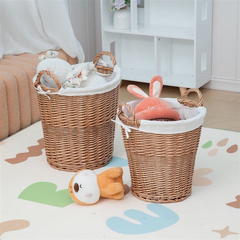 北欧风脏衣篮娃娃收纳神器玩偶收纳家用衣服收纳筐纯手工柳编织