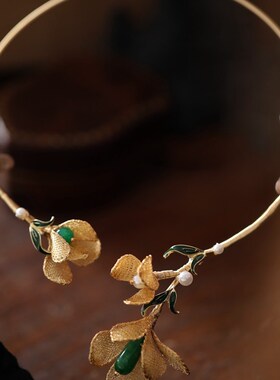 中式小众设计高级感金色花朵璎珞项圈优雅古风旗袍配饰脖链脖圈