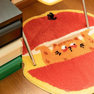 暖藻橘噗噗卧室毛绒地垫防滑浴室门口吸水垫客厅儿童房间地毯小