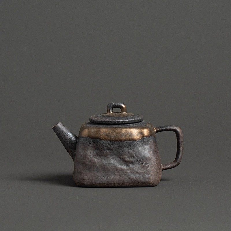 鎏金铁釉闲情壶古早烧老岩泥陶瓷泡茶喝茶壶手工单壶复古功夫茶器