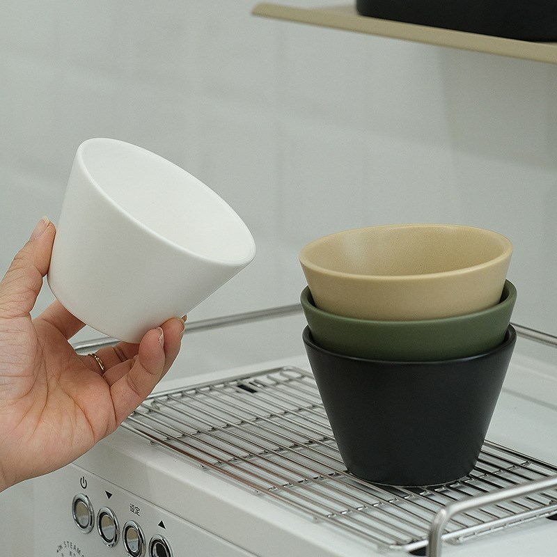 纯色猪口杯大口拉花杯 咖啡杯精致杯子日式拿铁杯陶瓷澳白杯230ml