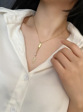 LOVE字母钛钢项链女时尚气质锁骨链网红K简约风个性脖子饰品不掉