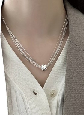 项链新款女高级设计感小A众夸张圆珠多层时尚精致配饰