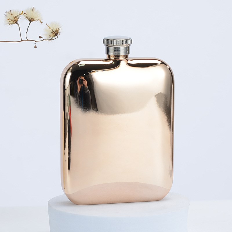 不锈钢304加厚小酒壶方型酒具便携式异型扁酒壶T玫瑰金小酒坛