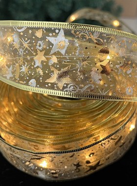 圣诞节装饰亚马逊热销LEDw彩灯丝带灯圣诞树挂件挂饰圣诞丝带灯串