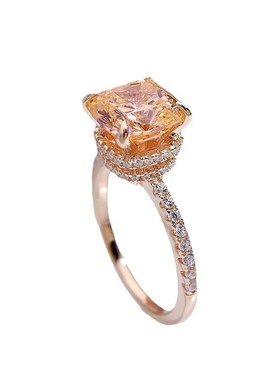 珠宝 2023新n款S925银轻奢气质高碳钻9*9mm肥方时尚百搭戒指