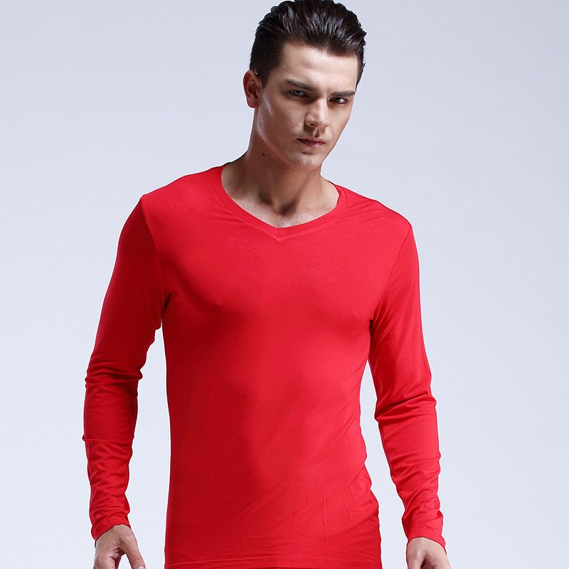 男士低领大领V领k男生保暖秋衣单件打底衫棉质毛衫薄款上衣内衣