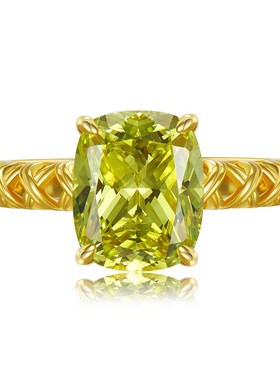 珠宝2023新款925银轻奢简约9*11橄榄绿戒指跨境inZs风时尚百搭