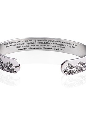 remember to be awesome10EMM不锈钢开口手镯流行简约手环礼物