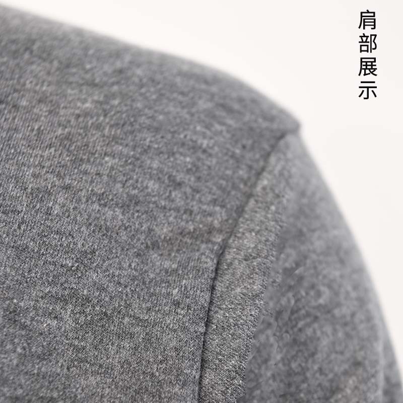 中老年男士纯色开衫n带扣V领保暖上衣秋衣棉毛衫打底内衣秋冬