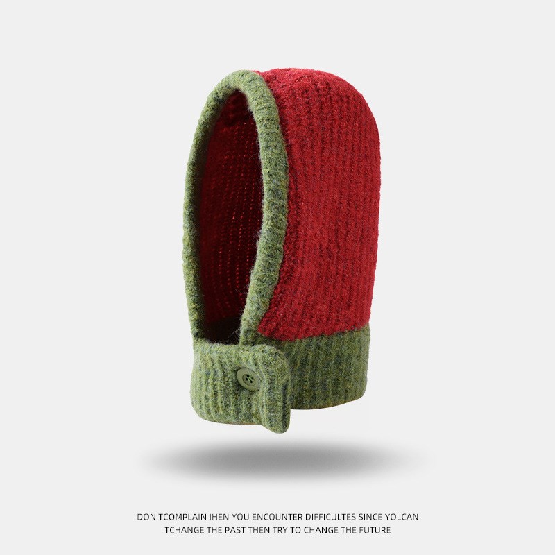 日系巴拉克c拉法帽骑车保暖帽子围巾一体女款冬季2024新款针织帽