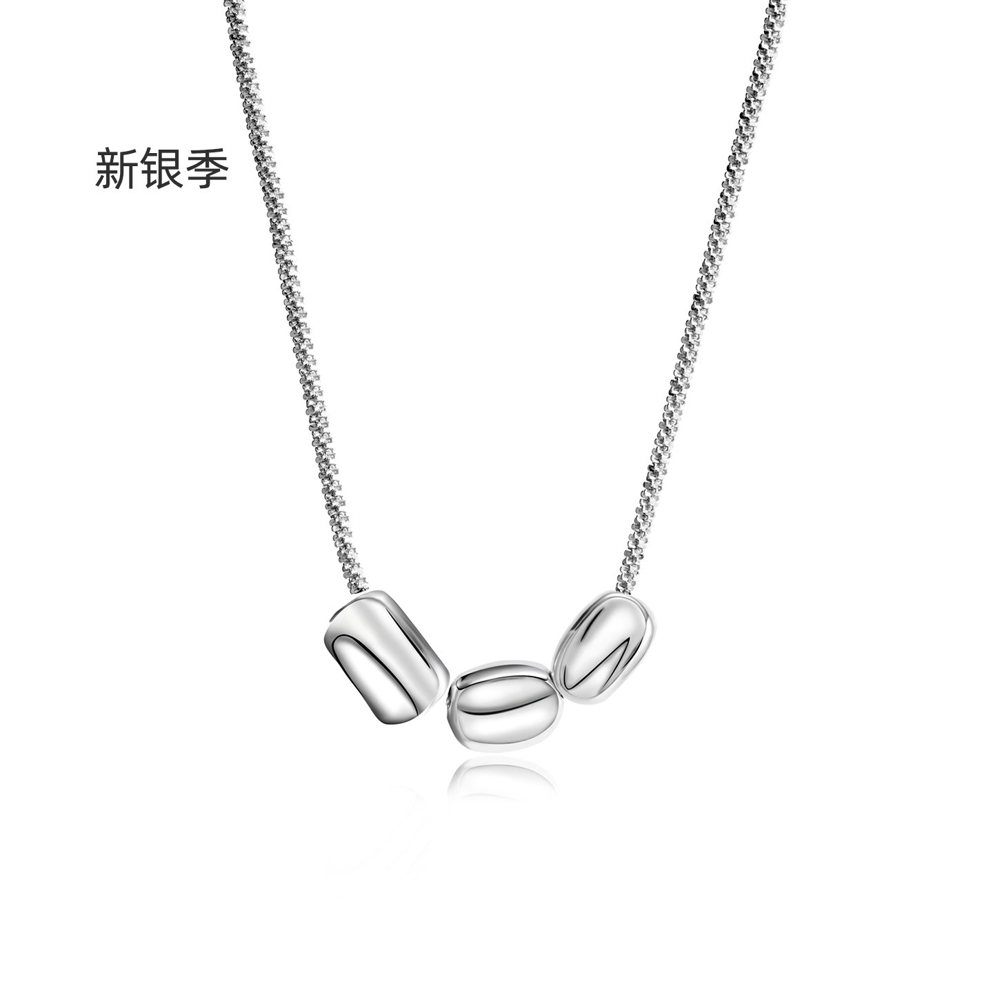 s925纯银磨砂拉丝方块项链女
