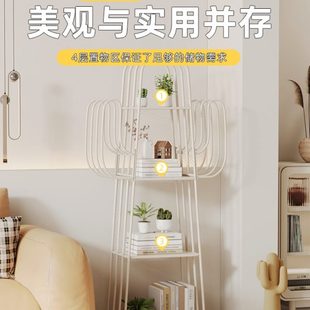 奶油风儿童书架落地客厅置物架简易家用书柜铁艺收纳飘窗柜卧室架